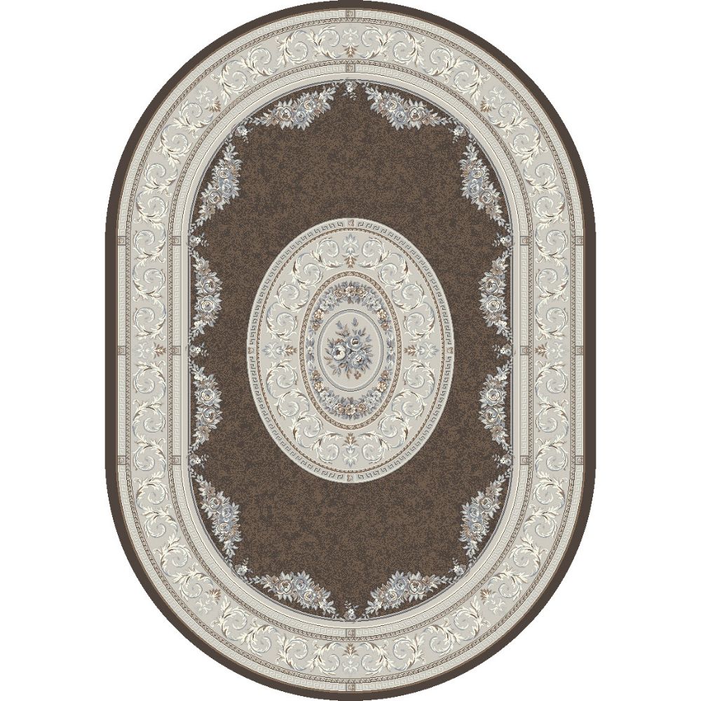 Dynamic Rugs 57226-3295 Ancient Garden 2.7 Ft. X 4.7 Ft. Oval Rug in Brown/Cream